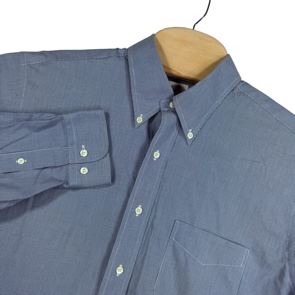 Brooks Brothers Dress Shirt Mens‎ 16 1/2 4/5 Blue Micro Houndstooth Non Iron